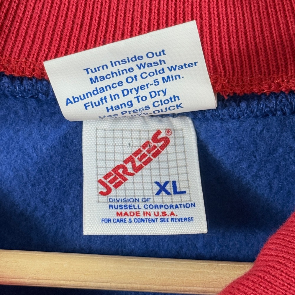 Just Ducky Golf Sweatshirt Women XL Blue Red Collar Vintage Grandma Retro 90s - Picture 11 of 11